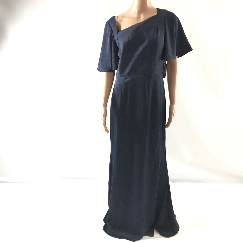 Vince Camuto Asymmetrical Neck Ruffle Sleeve Dress